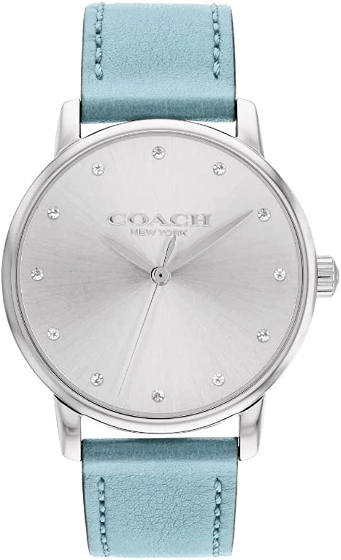 14503973 Silver Dial Blue Leather Strap Ladies Grand 36mm Watch