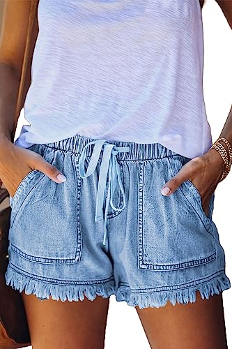 Womens Lightweight Shorts Casual Baggy Trendy Short Pants Elastic Waist Drawstring Comfy Shorts