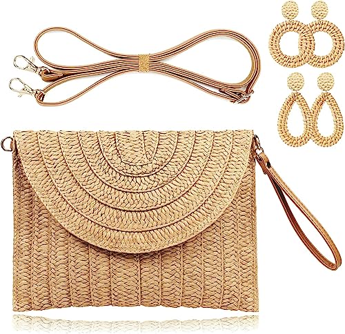 Straw Clutch Handbag Summer Beach Straw Purse for Women woven Envelope Bag…
